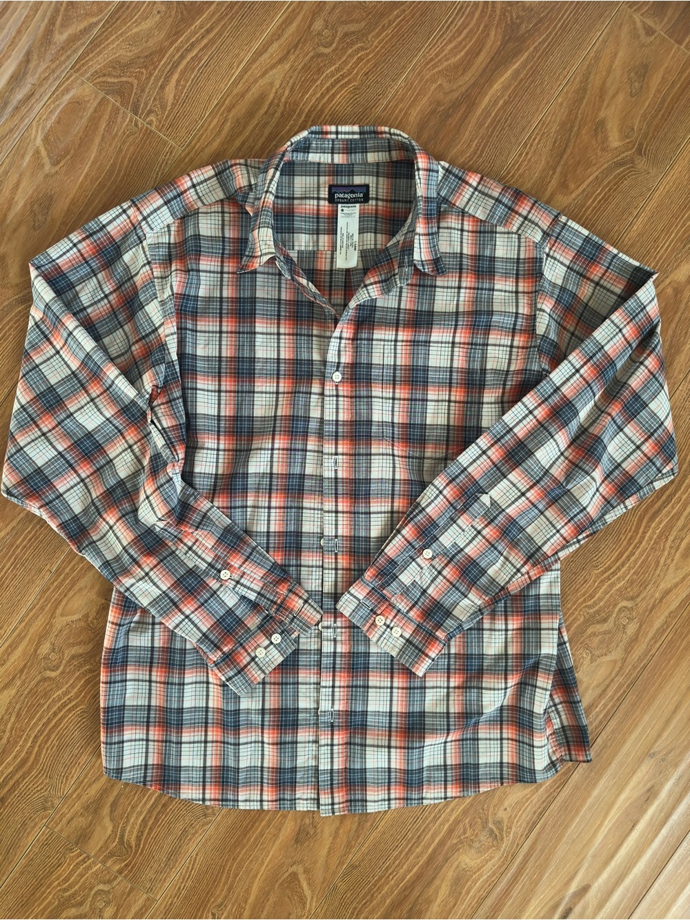 Patagonia Men’s Plaid Button-Down Shirt - Blue, Red & White